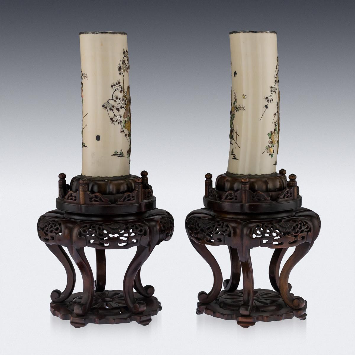 19th Century Japanese Silver Mounted Shibayama Vases on Stands, circa 1890 1