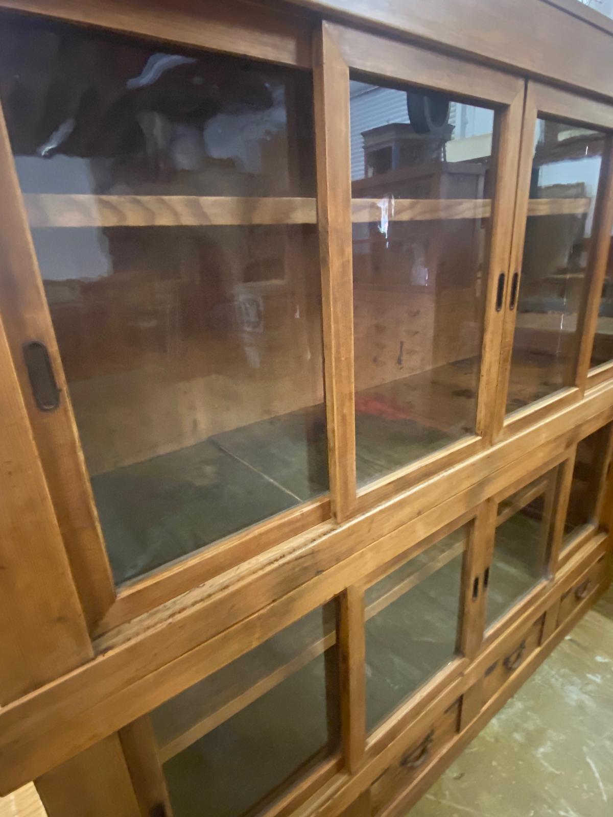 Japonisme 20th Century Century Japanese Sliding Glass Door Shop Cabinet