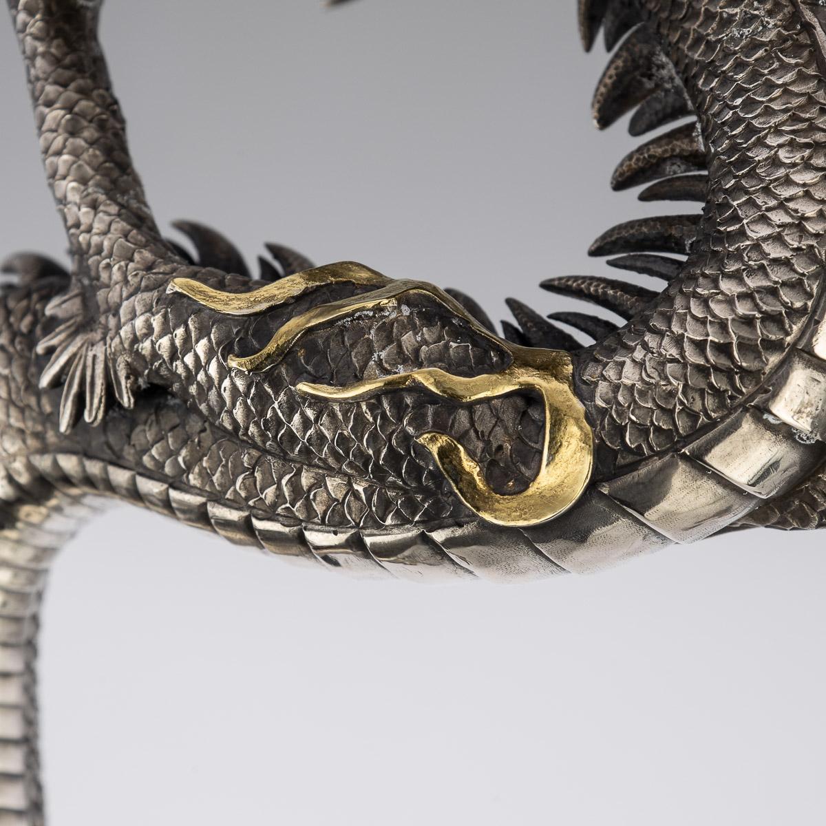 19th Century Japanese Solid Silver Dragon Candelabras, Yoshimune, C.1890 11