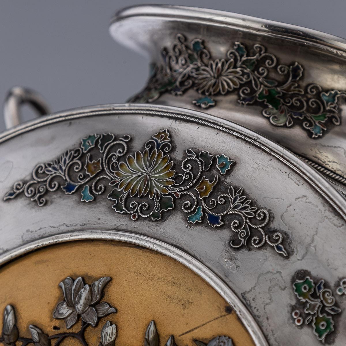 19th Century Japanese Solid Silver, Enamel & Shibayama Koro, c.1890 5