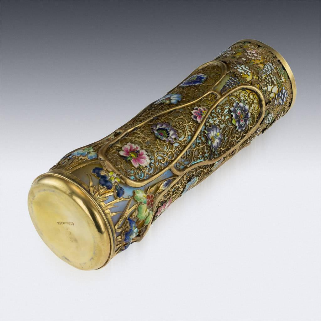 19th Century Japanese Solid Silver-Gilt and Enamel, Loetz Vase, G.T Marsh In Good Condition In Royal Tunbridge Wells, Kent