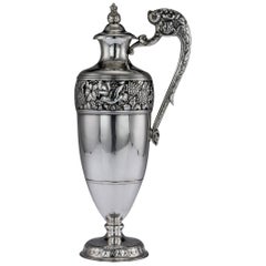 19th Century Japanese Solid Silver Wine Jug, Sadajiro & Musashiya, circa 1890