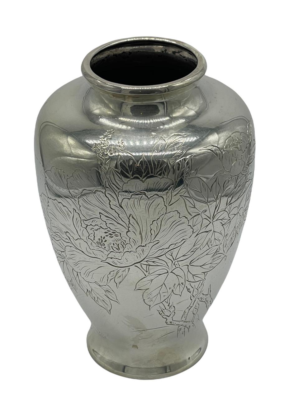 19th Century Japanese Sterling Silver Vase 1