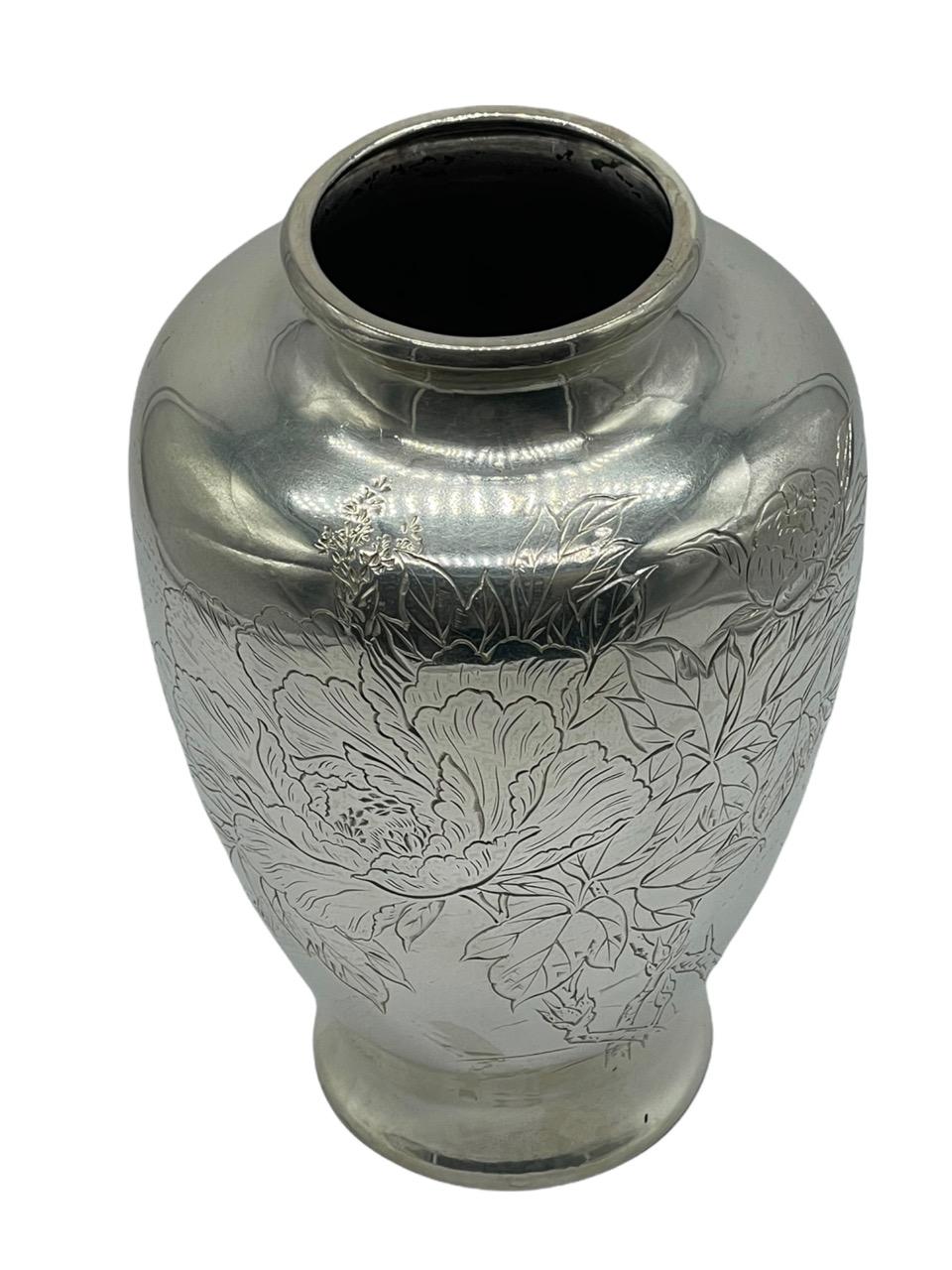 19th Century Japanese Sterling Silver Vase 2