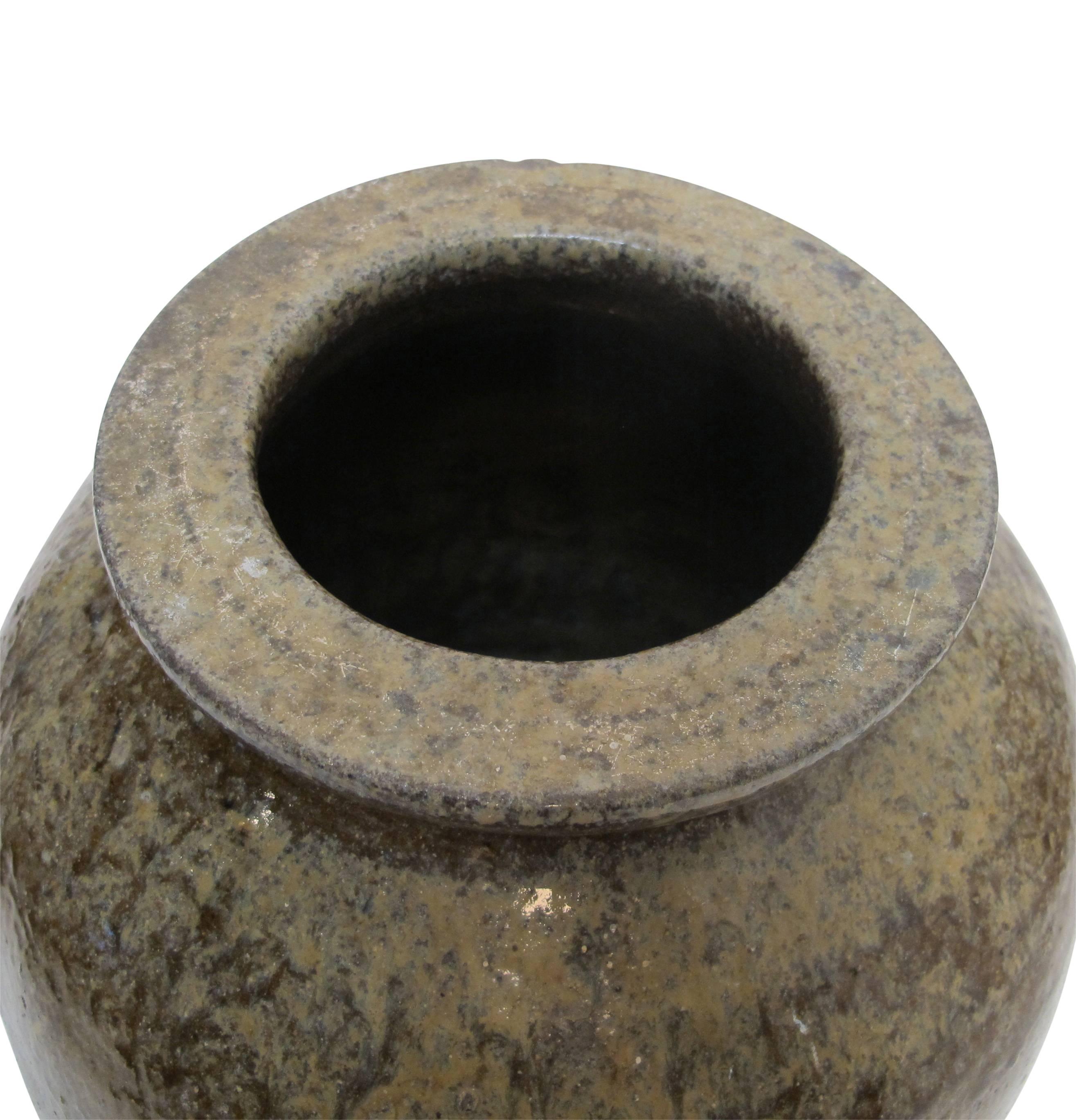 Fired 19th Century Japanese Stoneware Sake Jar Vessel