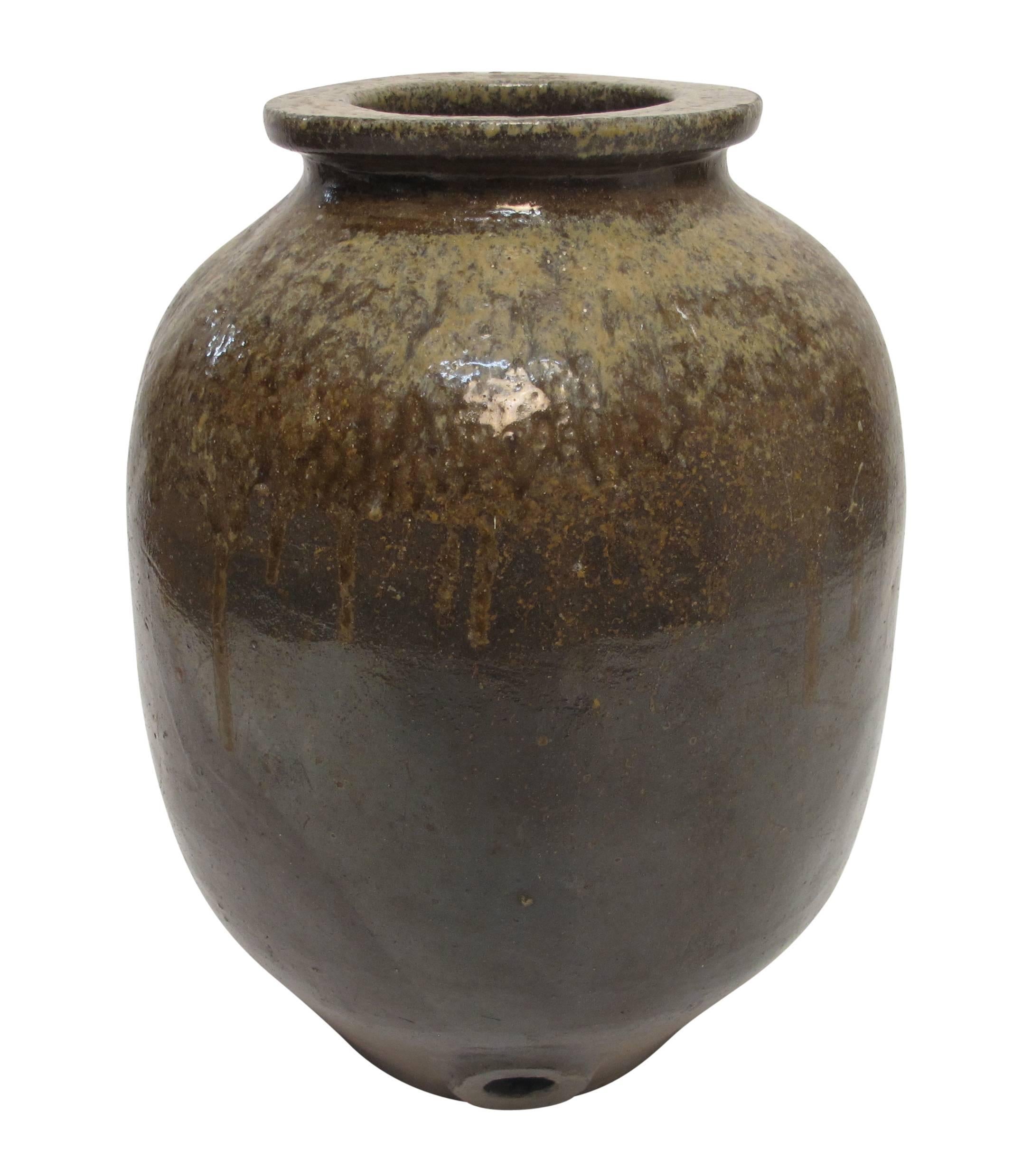 19th Century Japanese Stoneware Sake Jar Vessel 2