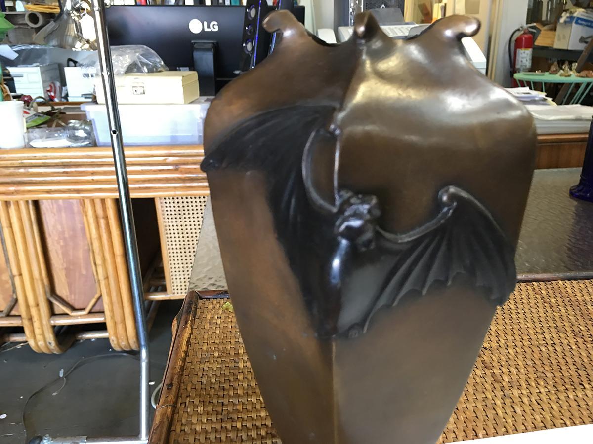 Contemporary 19th Century Japanese Style Bat Vase Cast in Bronze