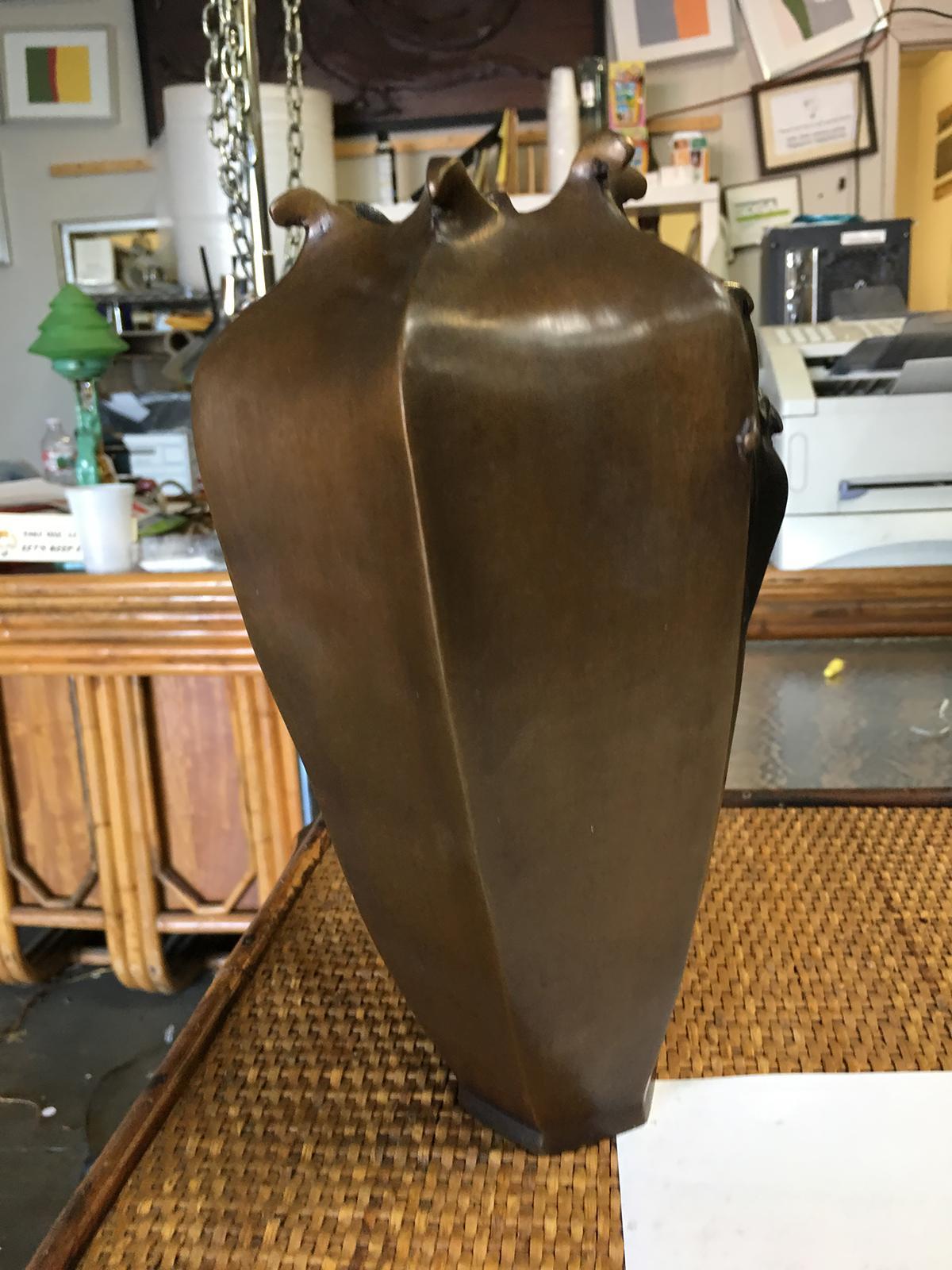19th Century Japanese Style Bat Vase Cast in Bronze 2