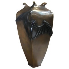 19th Century Japanese Style Bat Vase Cast in Bronze