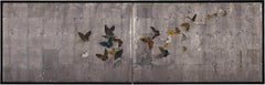 Antique 19th Century Japanese Tea-Ceremony Screen One Hundred Butterflies by Mori Kansai