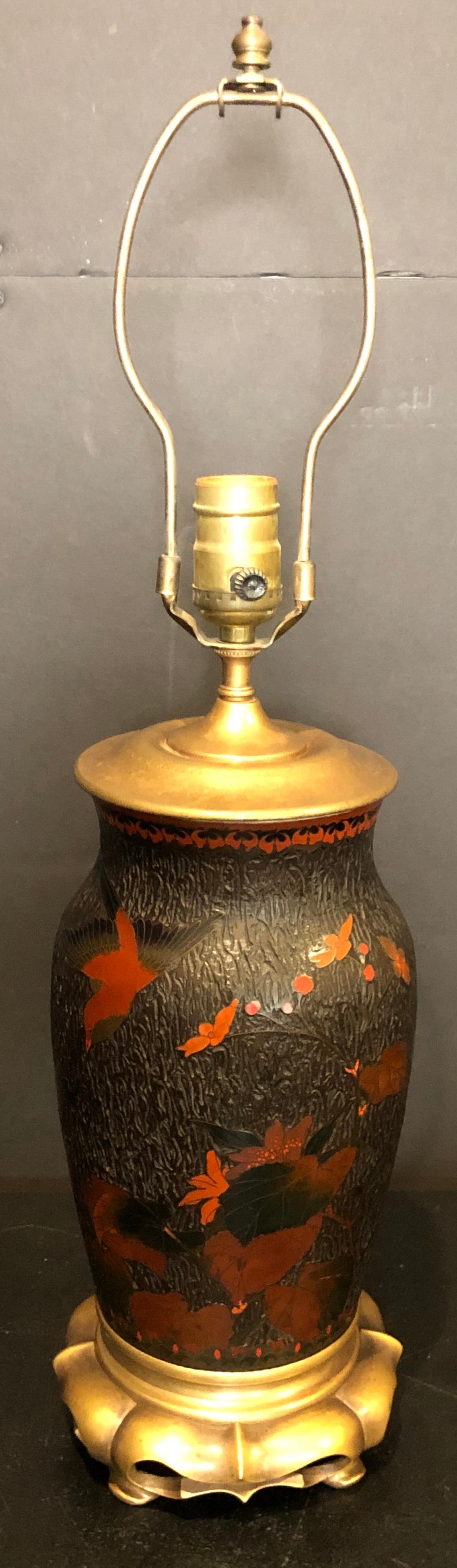 Japonisme Japanese Meiji Cloisonné Totai Shippo Tree Bark Vase As Lamp For Sale