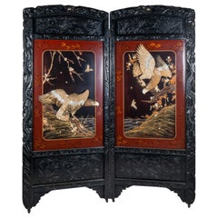 19th Century Japanese Two Fold Screen