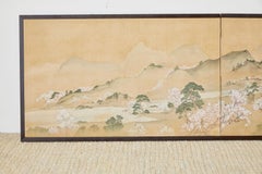 19th Century Japanese Two-Panel Screen Blossoming Cherry Trees