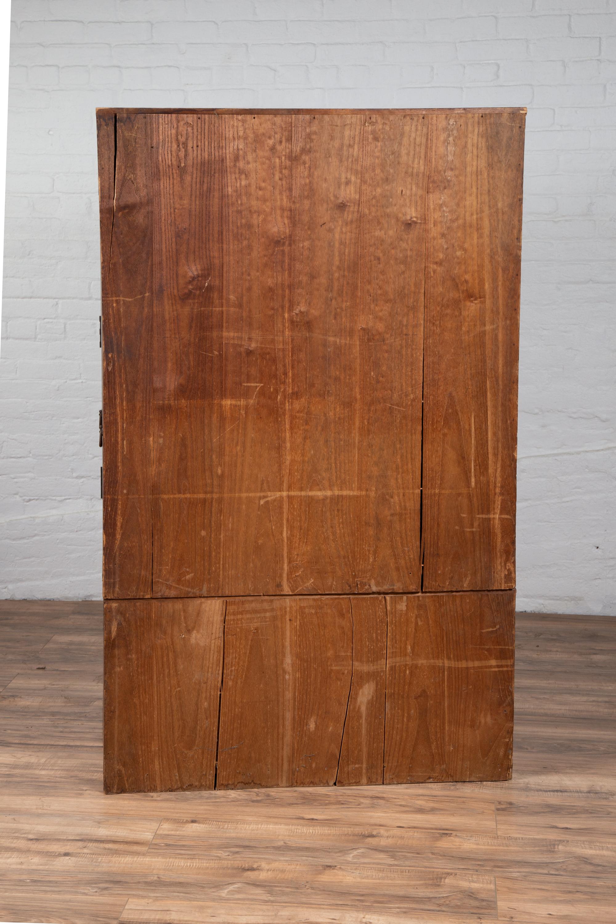 19th Century Japanese Two-Section Kiri Wood Wardrobe with Ombre Finish 3