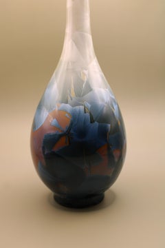 19th Century Japanese Vase porcelain crystal glazed handpainted Signed Japan