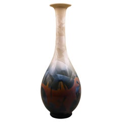 19th Century Japanese Vase porcelain crystal glazed handpainted Signed Japan