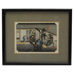 Stampa su blocco di legno giapponese del XIX secolo dopo Utagawa Hiroshige