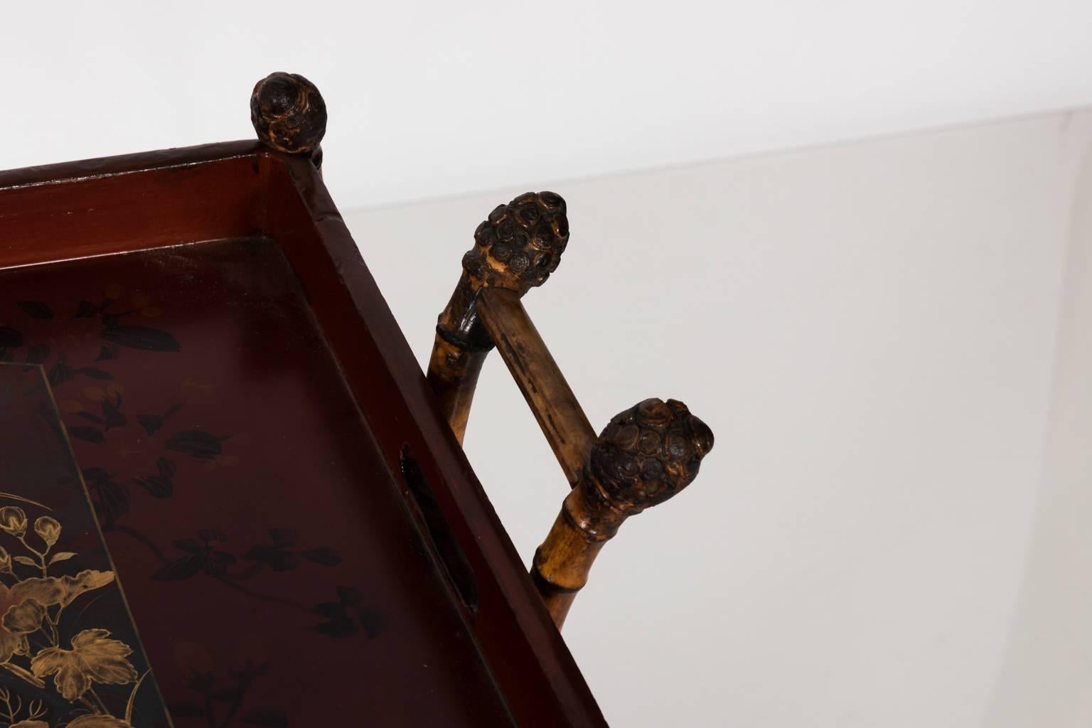 19th Century Japanned Bamboo Tray Table For Sale 11