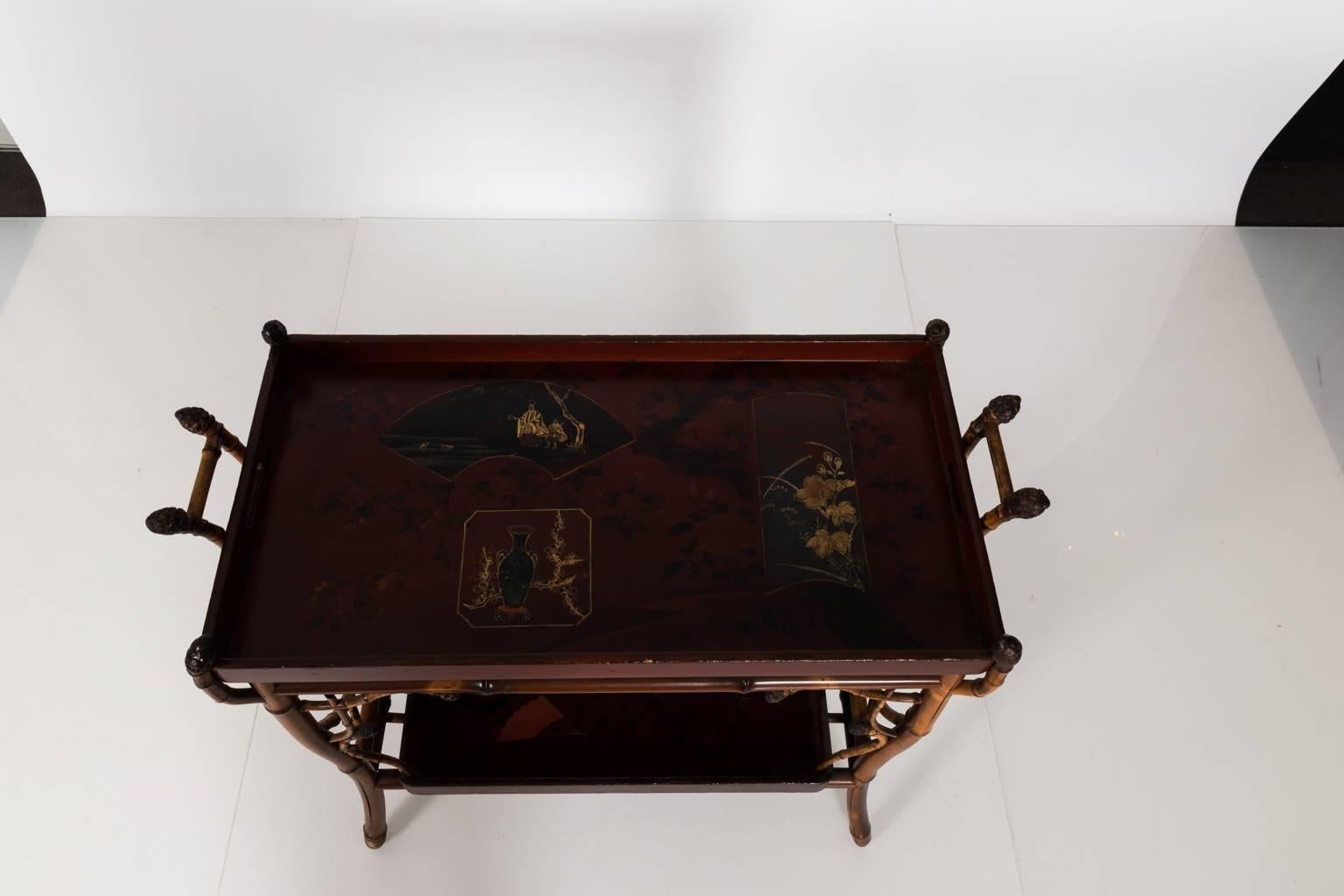19th Century Japanned Bamboo Tray Table For Sale 12