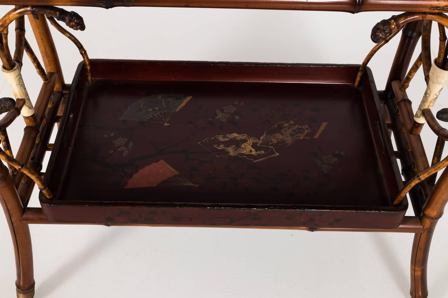 19th Century Japanned Bamboo Tray Table For Sale 1