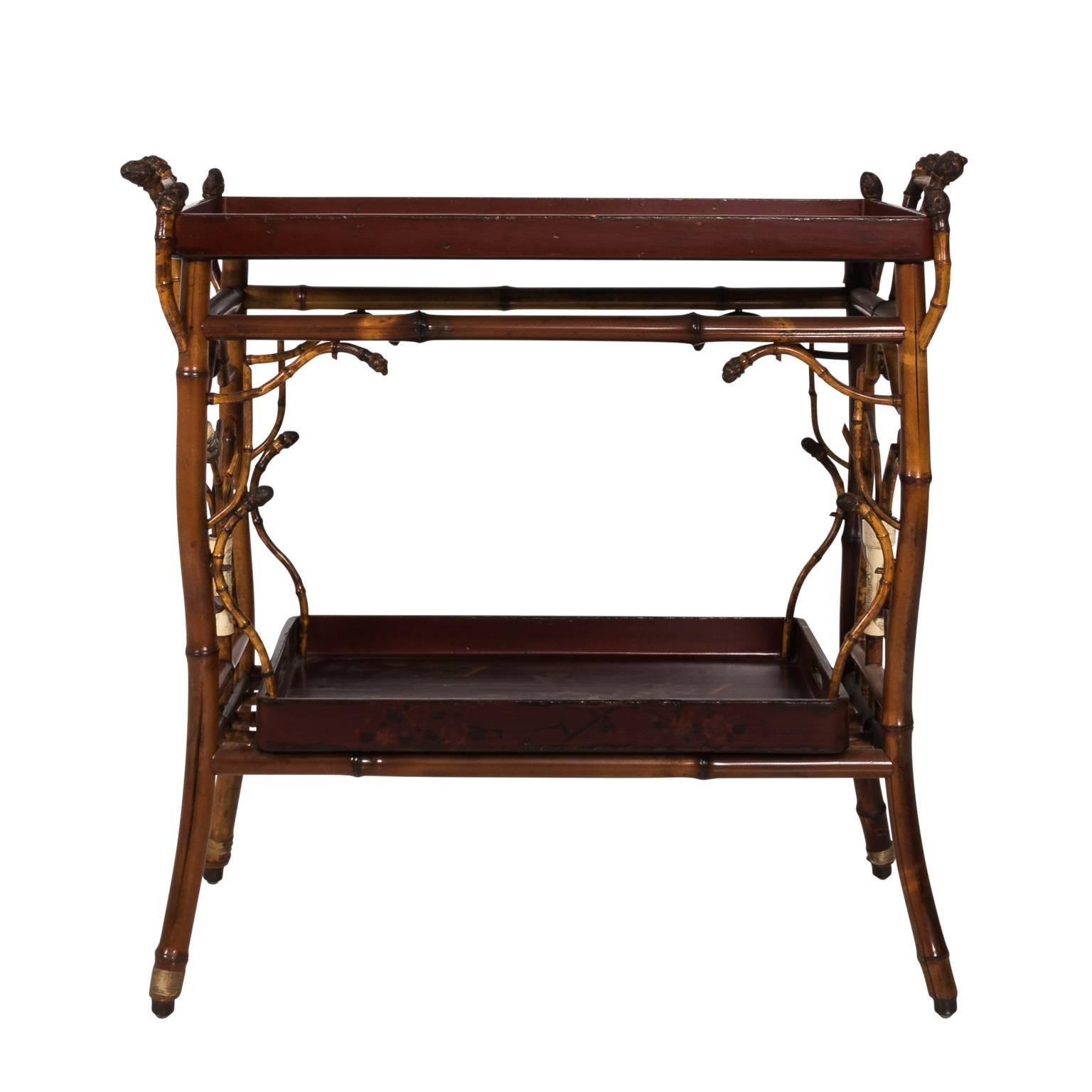 19th Century Japanned Bamboo Tray Table For Sale
