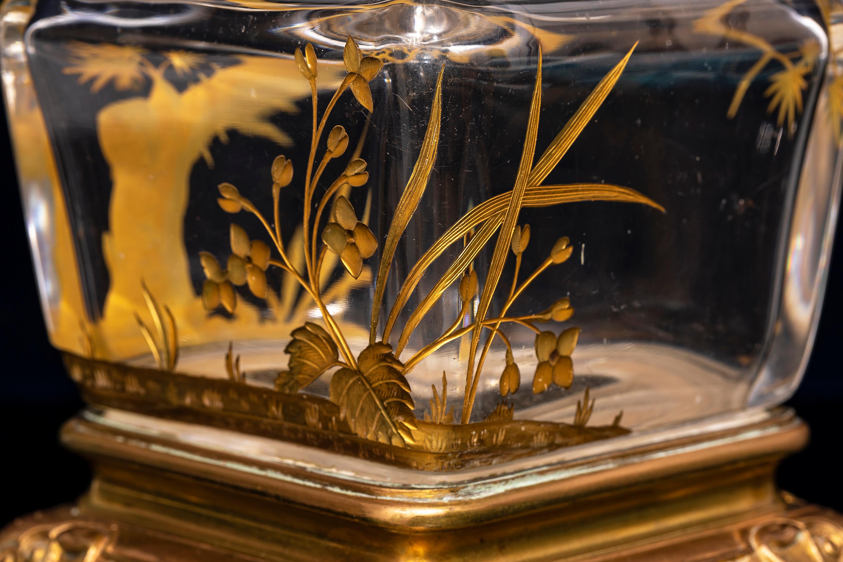 19th Century Japonism Ormolu Mounted Signed Baccarat Crystal Vase by Lievre 7