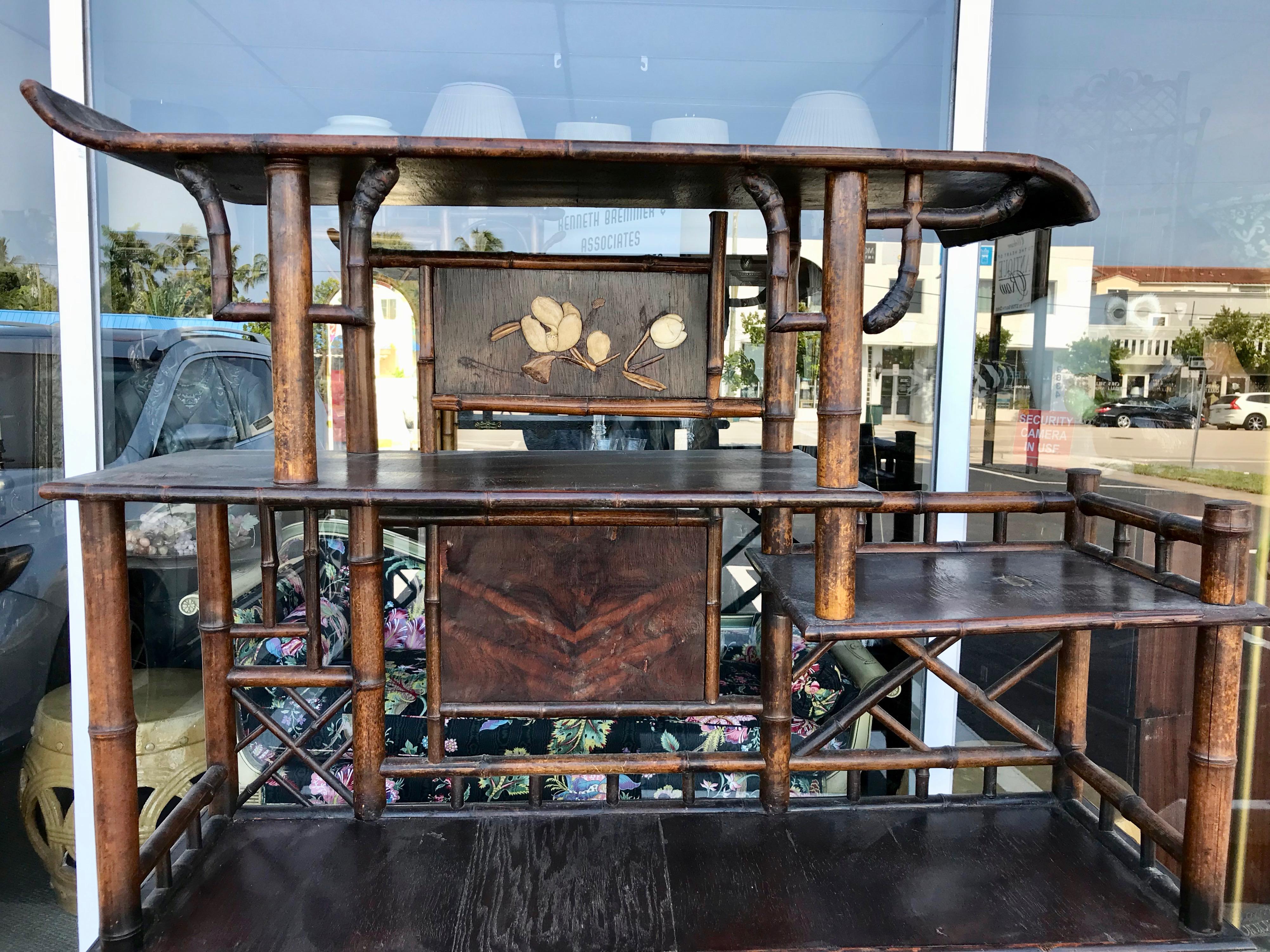 19TH Century Japonisme Bamboo Display Cabinet For Sale 3