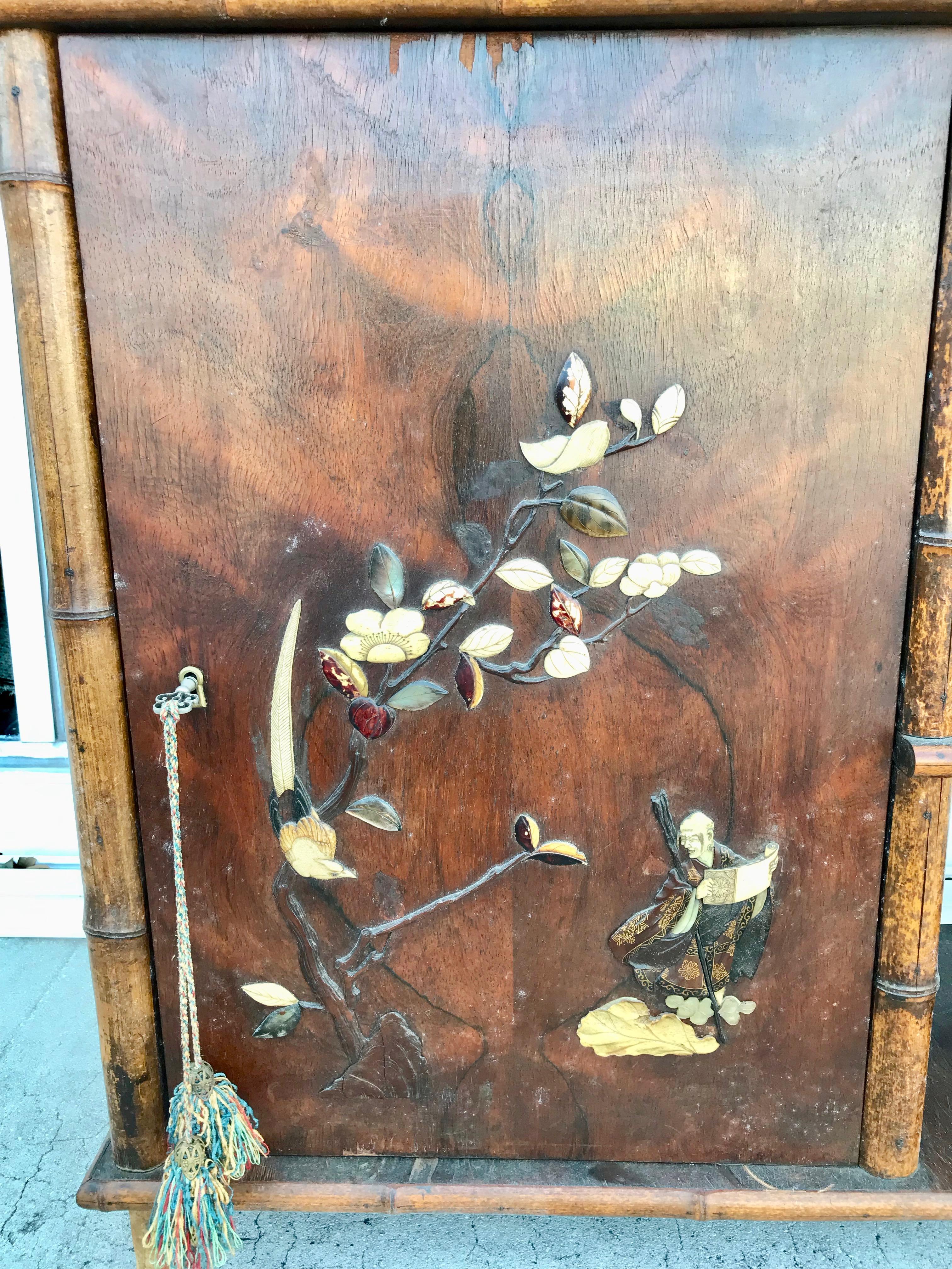 19TH Century Japonisme Bamboo Display Cabinet For Sale 8