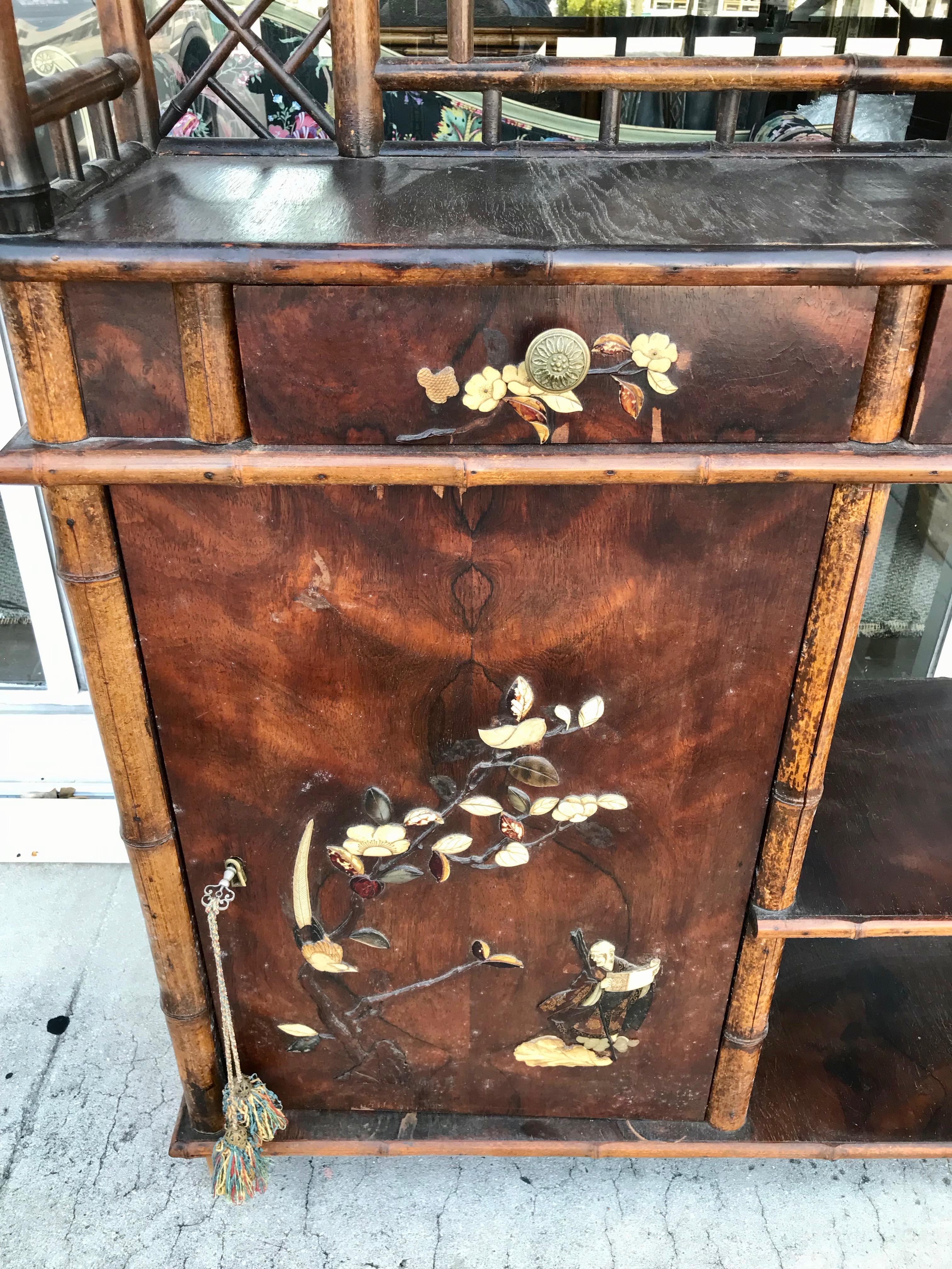 19TH Century Japonisme Bamboo Display Cabinet For Sale 1