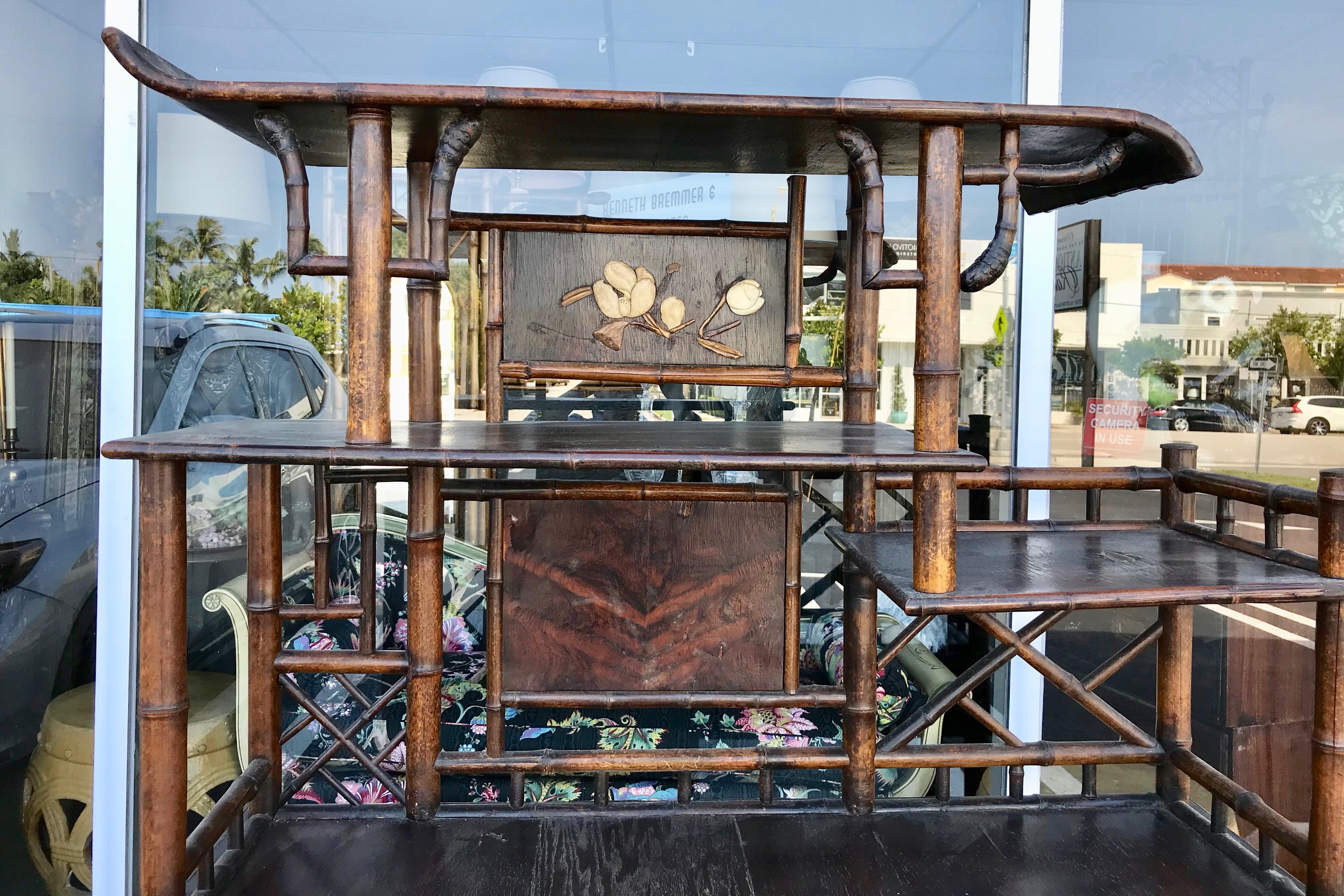 19TH Century Japonisme Bamboo Display Cabinet For Sale 2