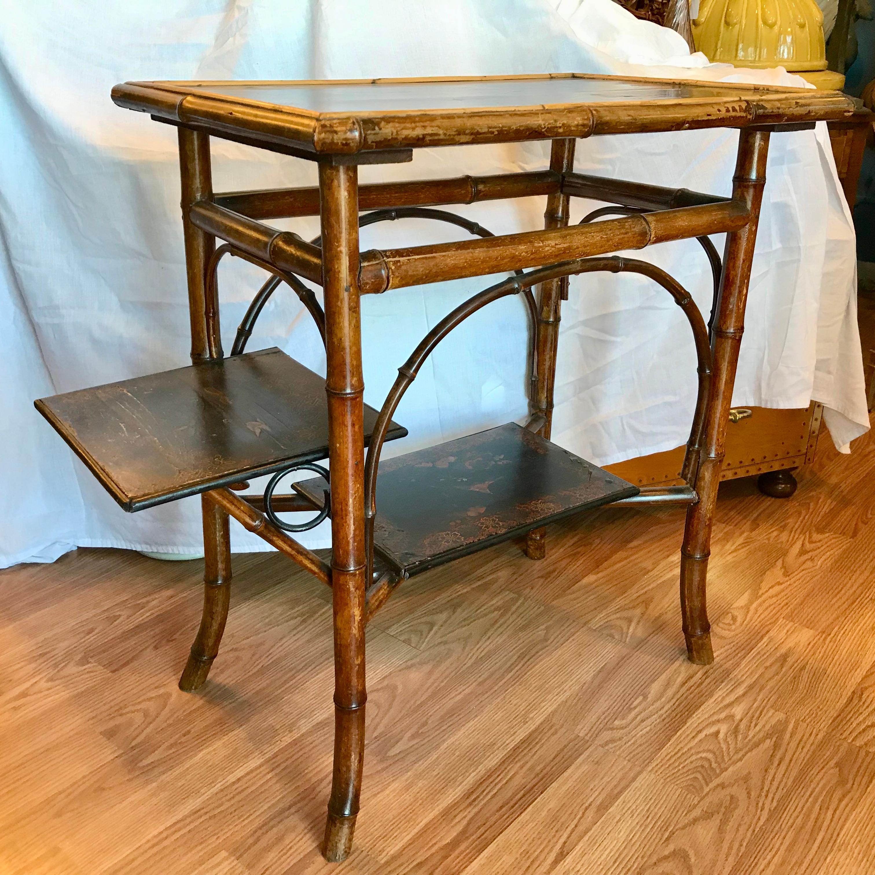English 19th Century Japonisme Bamboo Side Table