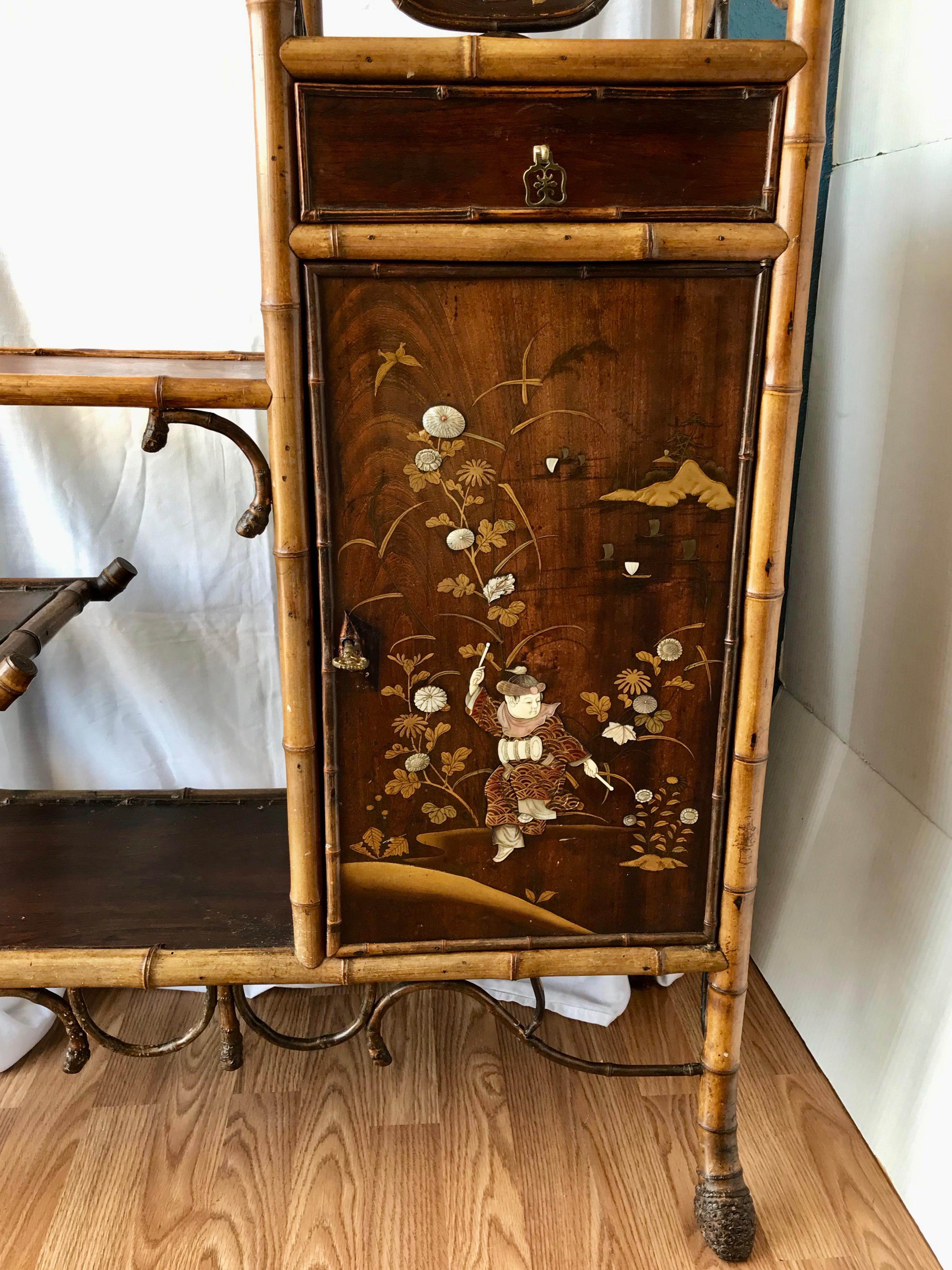 19th Century Japonisme Motif Bamboo Side Cabinet In Good Condition In West Palm Beach, FL