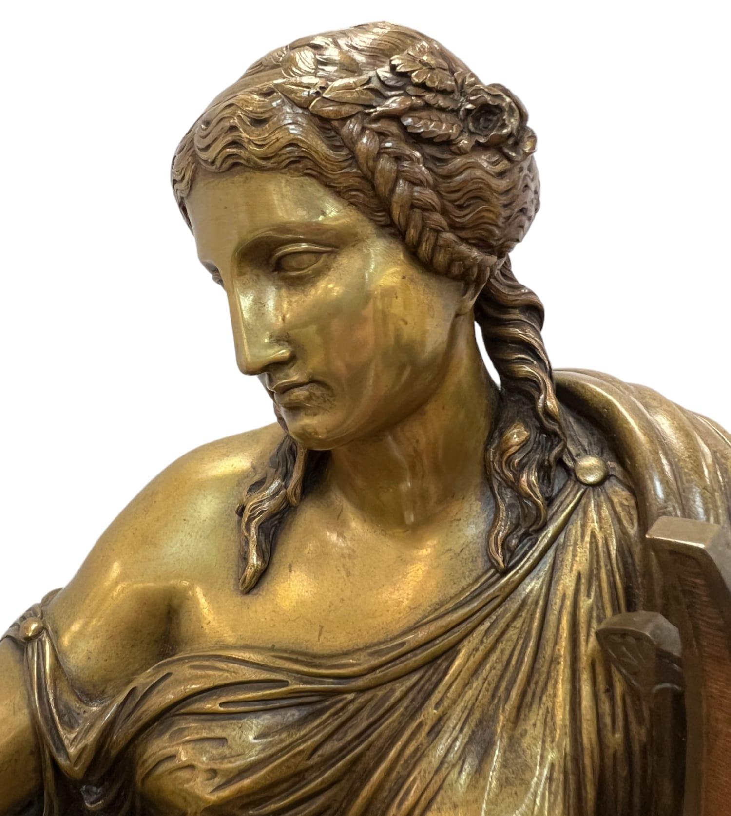 Français Pendule de cheminée Empire en marbre et bronze du XIXe siècle de Japy Frères et Cie en vente