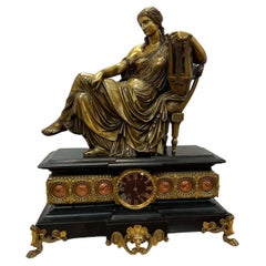 19th Century Japy Frères et Cie Empire Marble & Bronze Mantle Clock