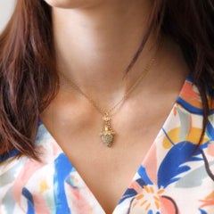 Ciondolo in jasper del XIX secolo con pelle di capra e oro rosa 18 carati