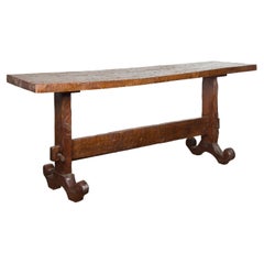 19th Century Javanese Wood Console Table with Trestle Base and Rustic Character