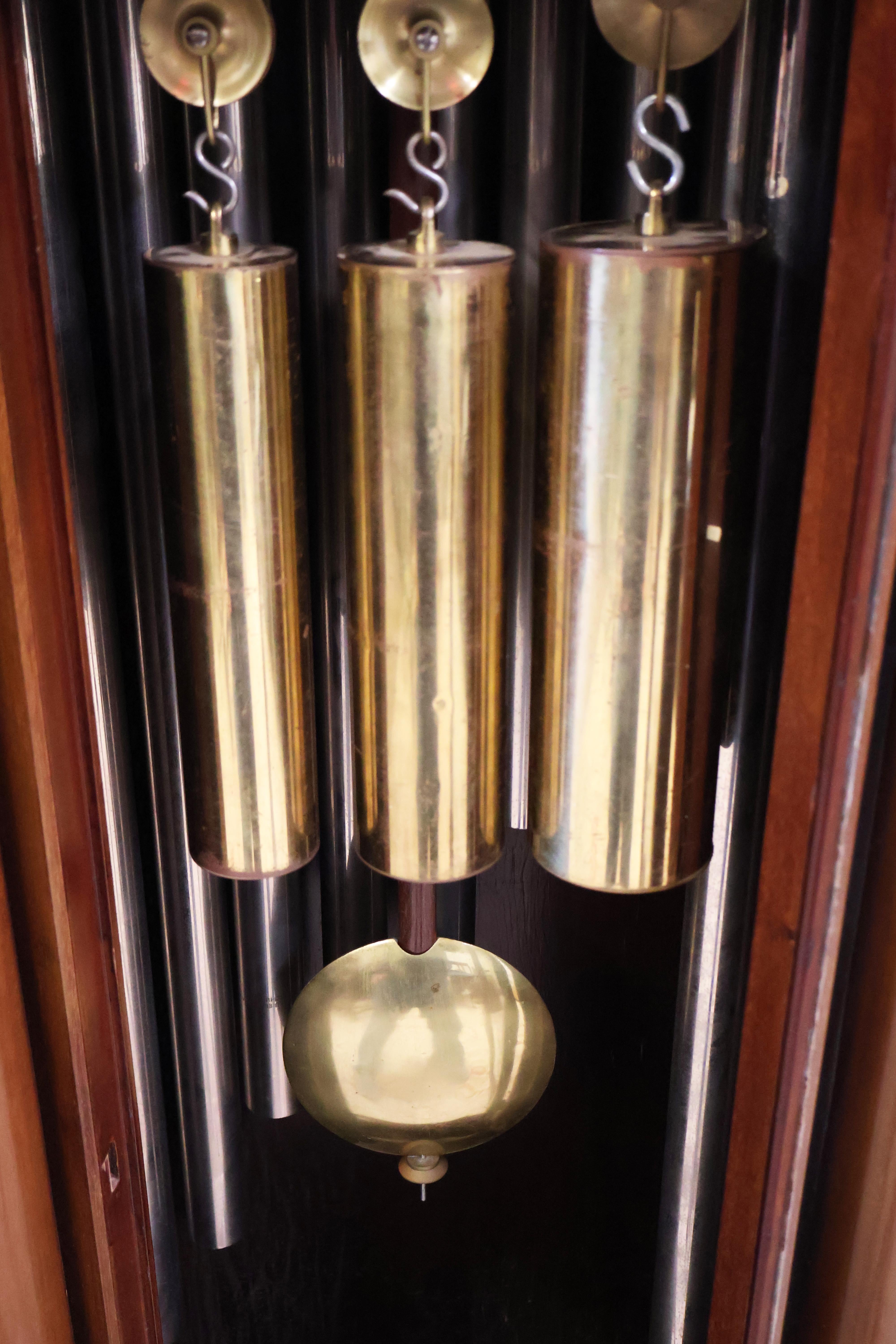 19th Century J.E Caldwell Victorian 9 Tube Mahogany Tall Case Grandfather Clock For Sale 5