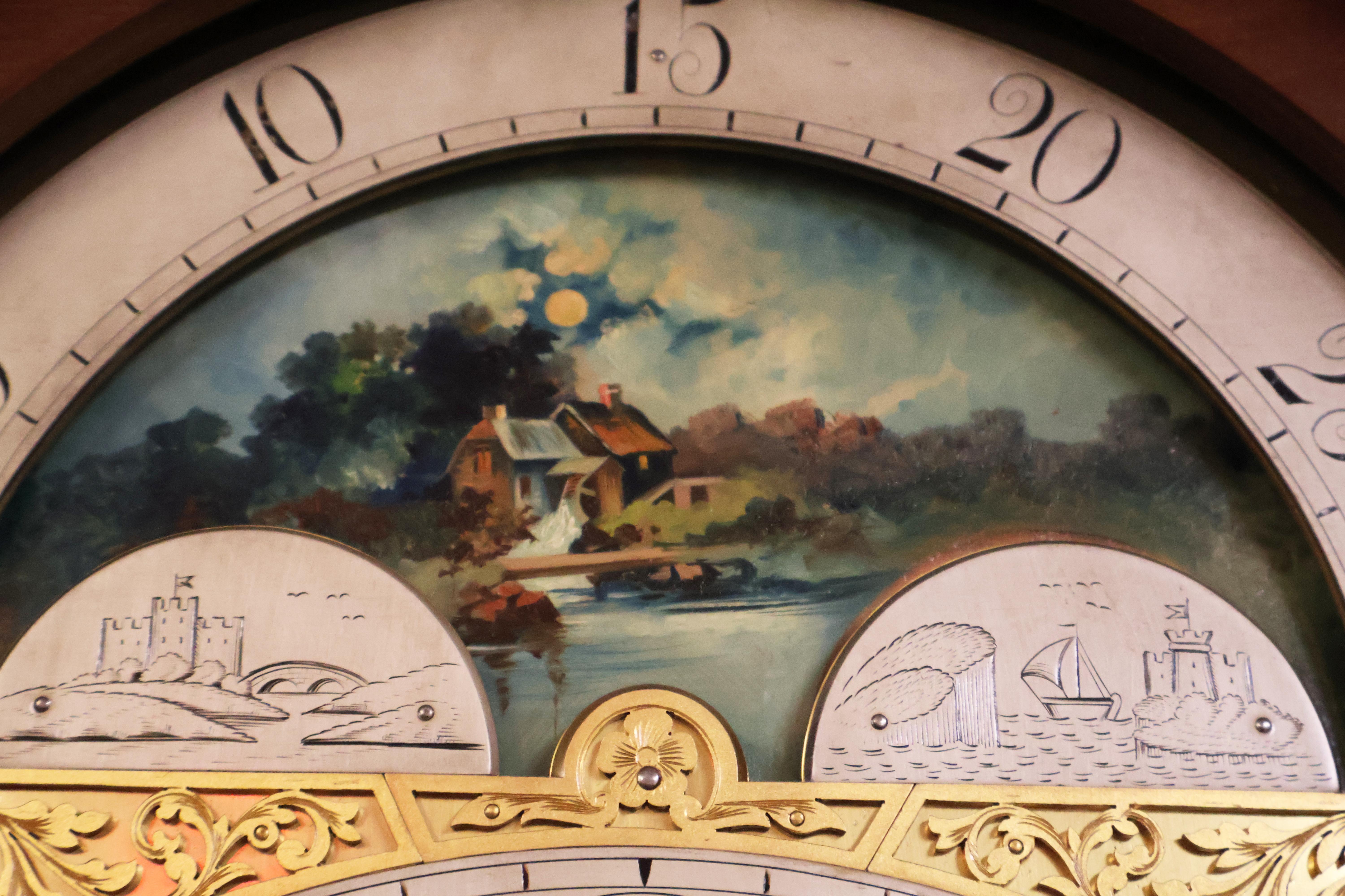 19th Century J.E Caldwell Victorian 9 Tube Mahogany Tall Case Grandfather Clock For Sale 10