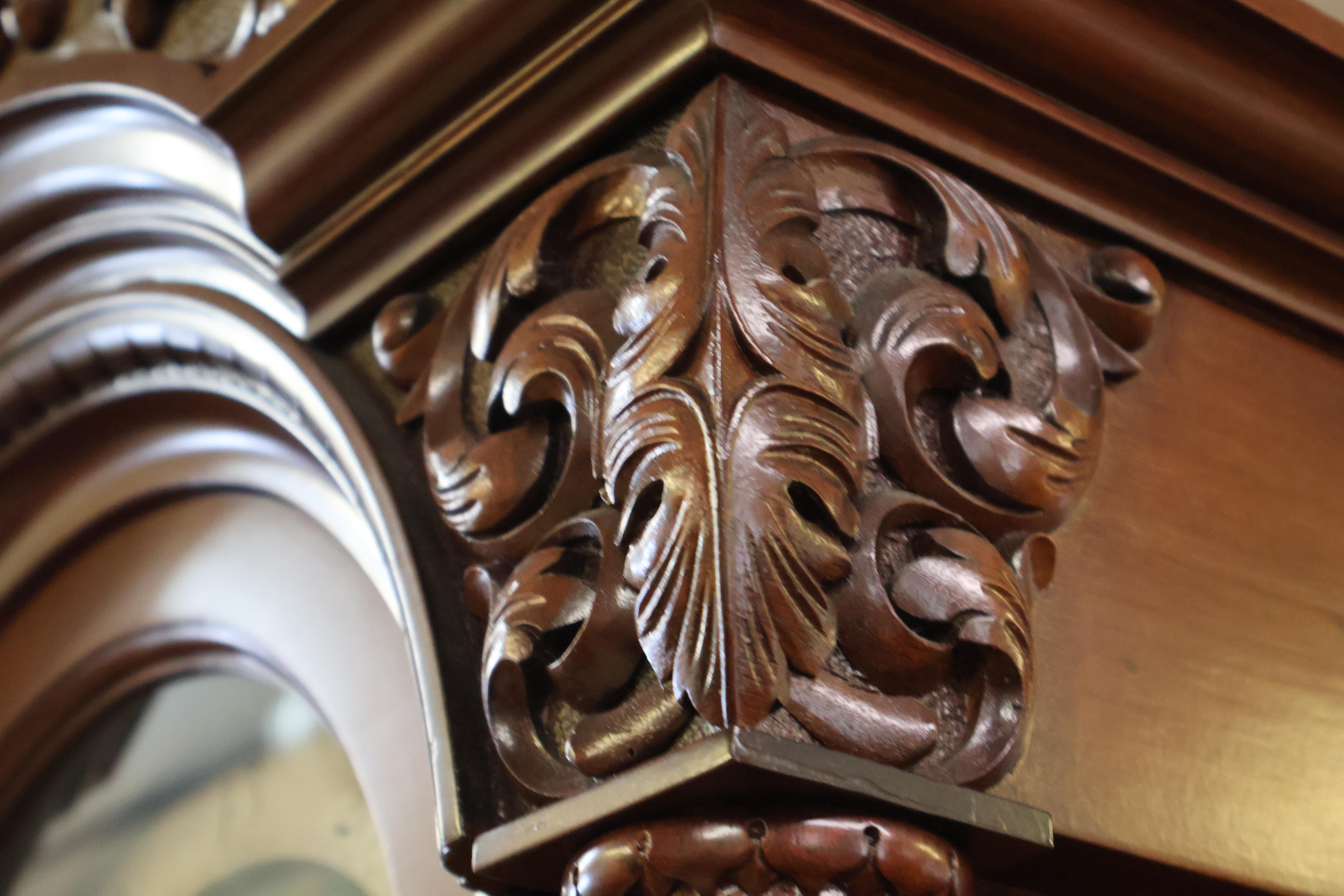19th Century J.E Caldwell Victorian 9 Tube Mahogany Tall Case Grandfather Clock For Sale 13