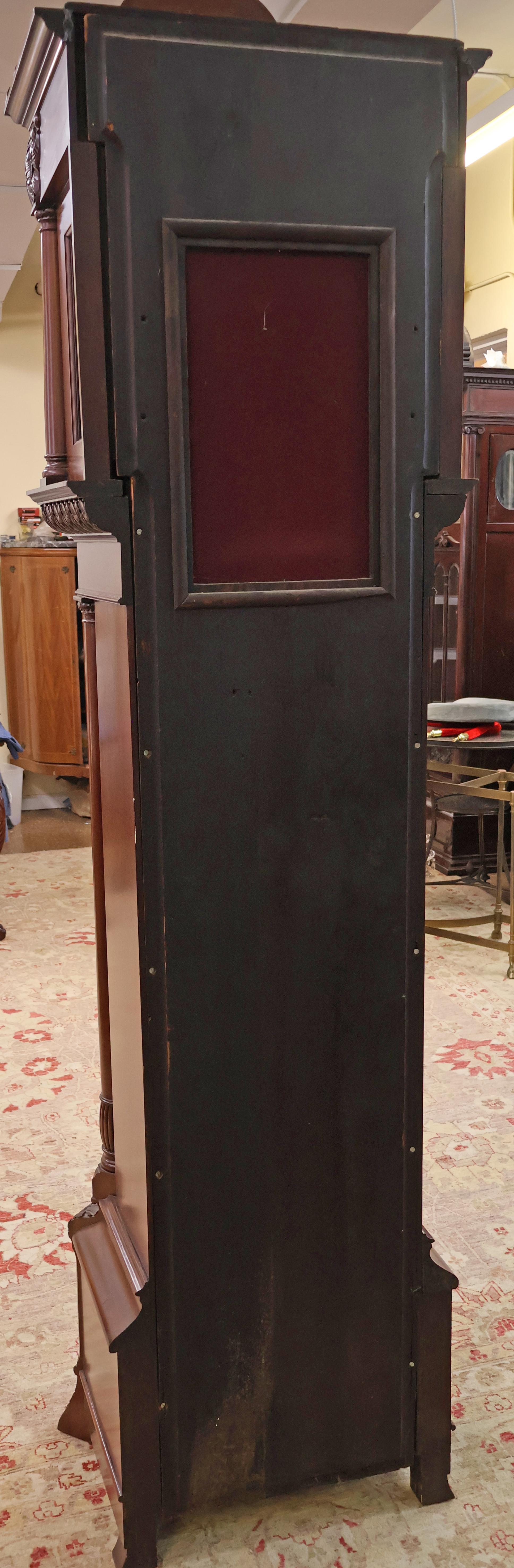 19th Century J.E Caldwell Victorian 9 Tube Mahogany Tall Case Grandfather Clock For Sale 14