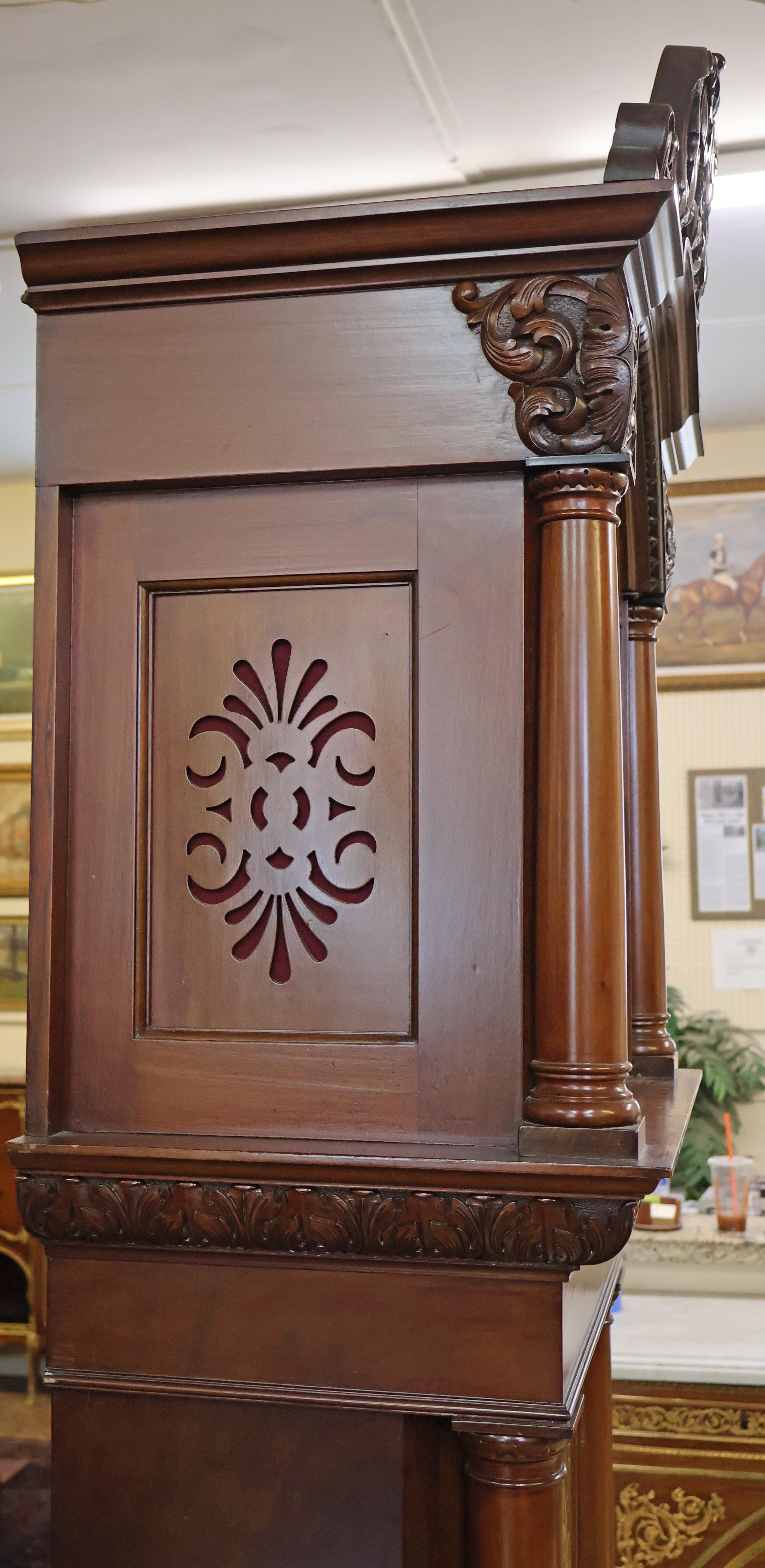 19th Century J.E Caldwell Victorian 9 Tube Mahogany Tall Case Grandfather Clock For Sale 2
