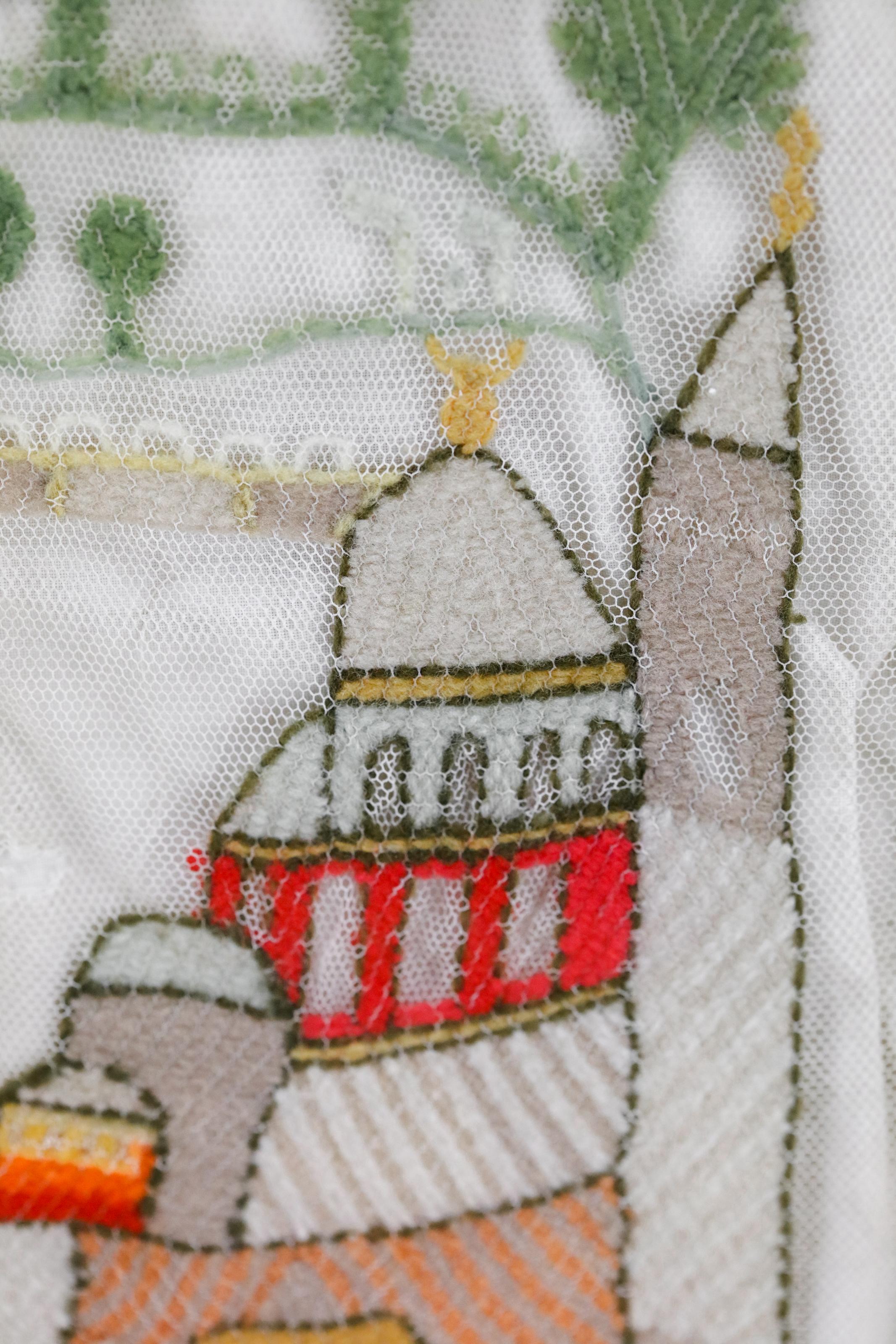 19th Century Needlepoint Tallit Bag, Jerualem In Good Condition For Sale In New York, NY