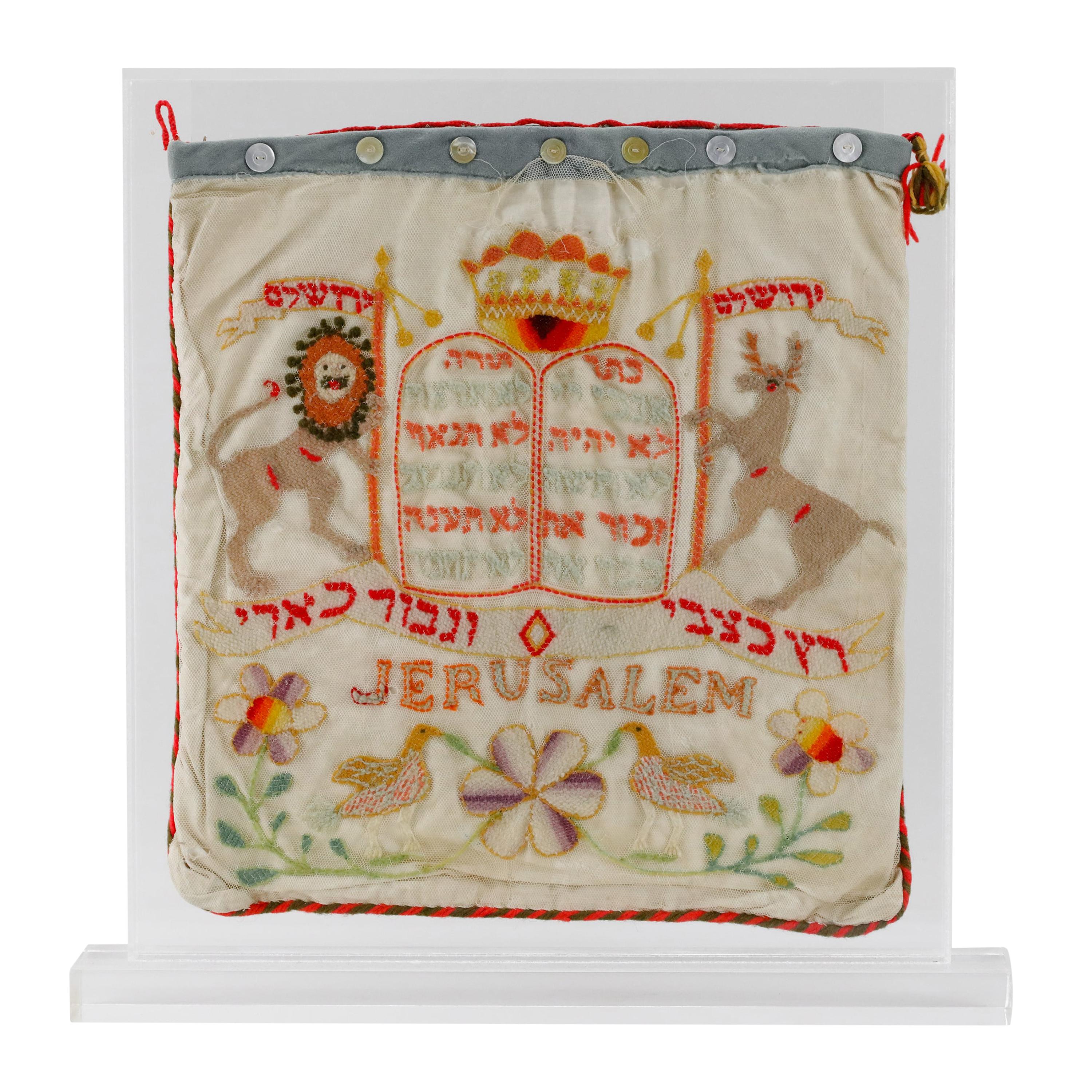 19th Century Needlepoint Tallit Bag, Jerualem For Sale