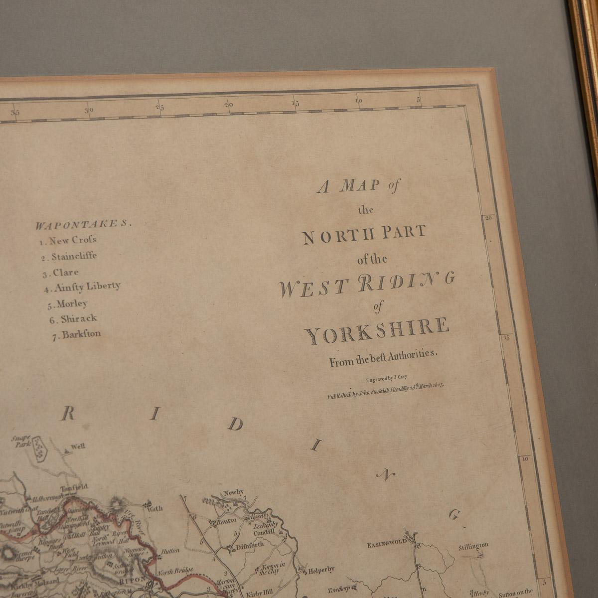 Paper 19th Century John Cary Map of North Part of West Riding of Yorkshire, C.1805 For Sale