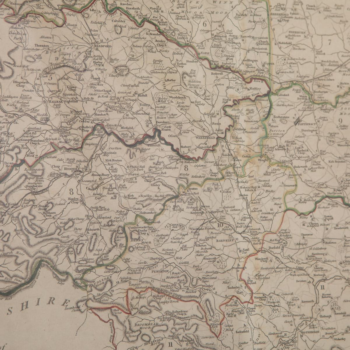 Carte du 19e siècle de John Carys de la partie sud du West Riding of Yorkshire, vers 1805 en vente 4