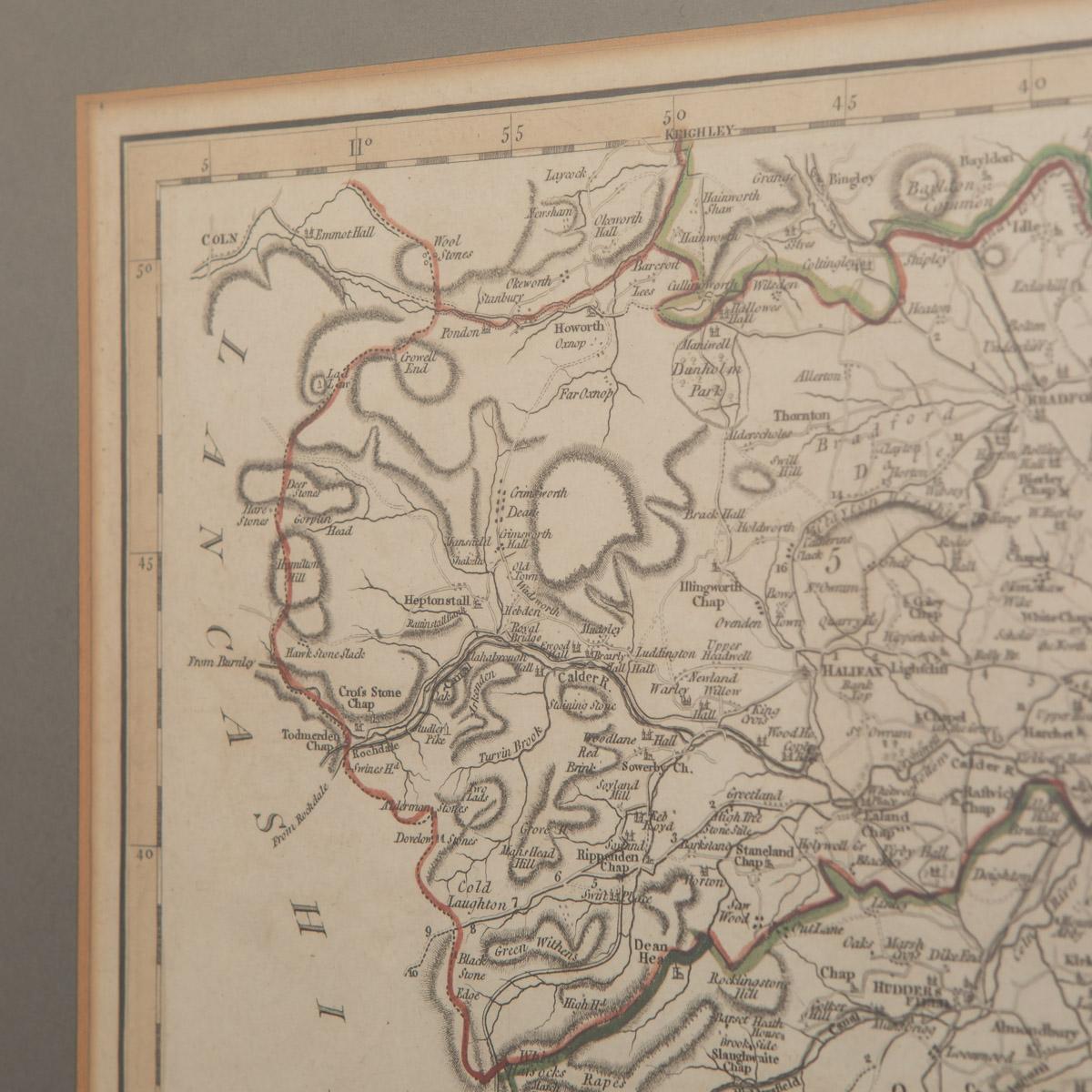 Carte du 19e siècle de John Carys de la partie sud du West Riding of Yorkshire, vers 1805 en vente 6