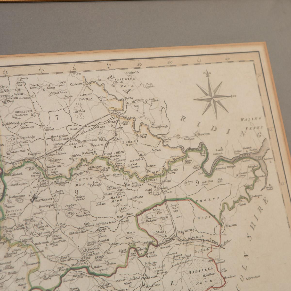 Papier Carte du 19e siècle de John Carys de la partie sud du West Riding of Yorkshire, vers 1805 en vente