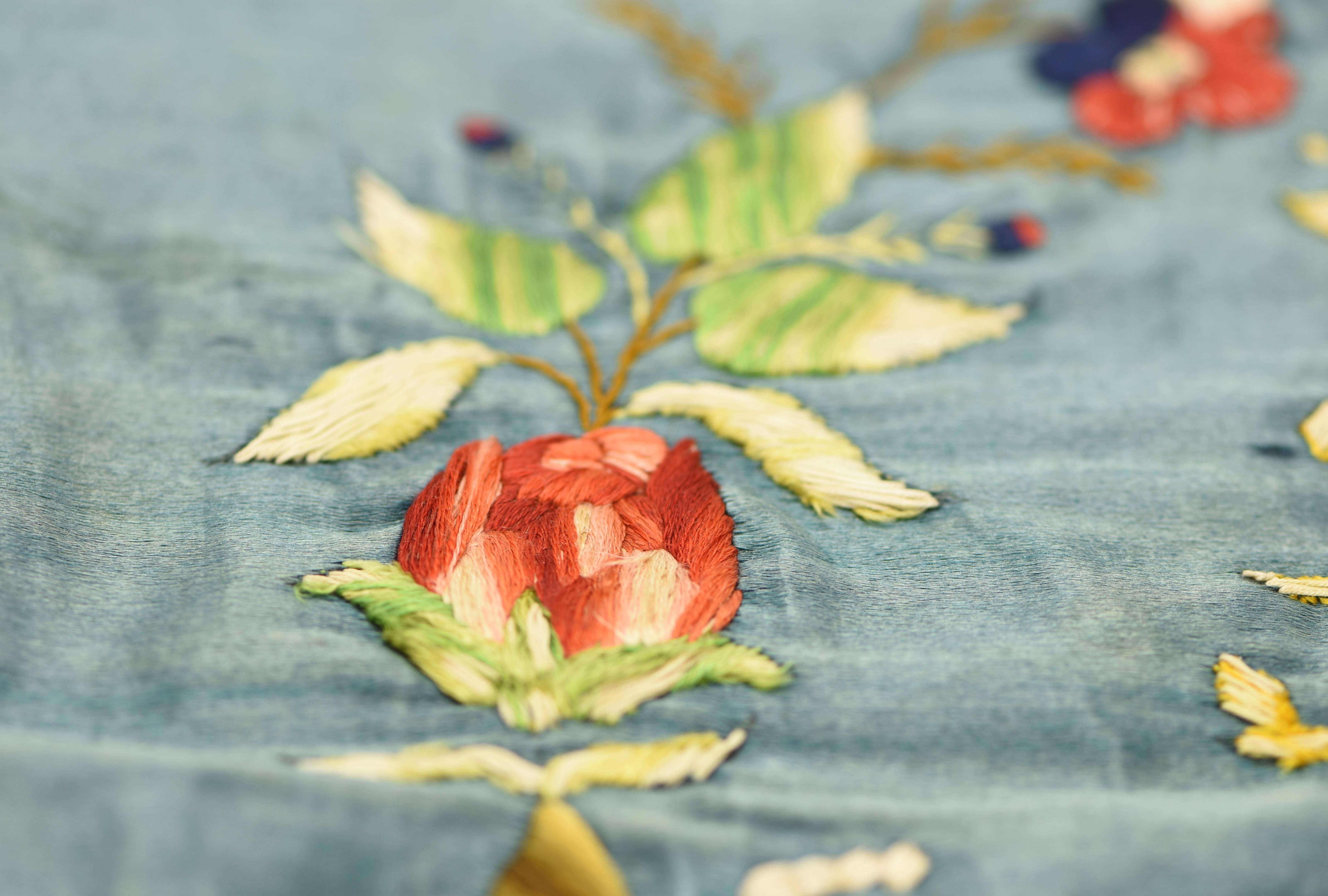 Israeli 19th Century Judaic Embroidered Silk Textile