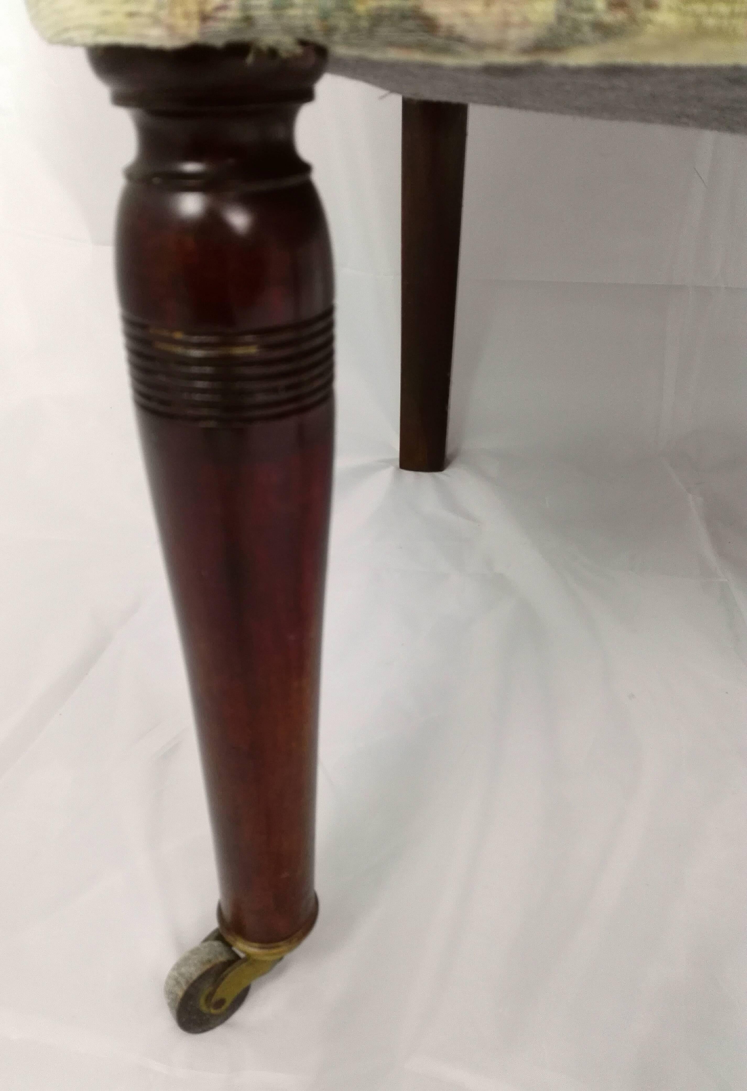 19th Century Jugendstil Mahogany Upholstered Chair Twister Legs with Castors In Good Condition For Sale In Osnabrück, DE