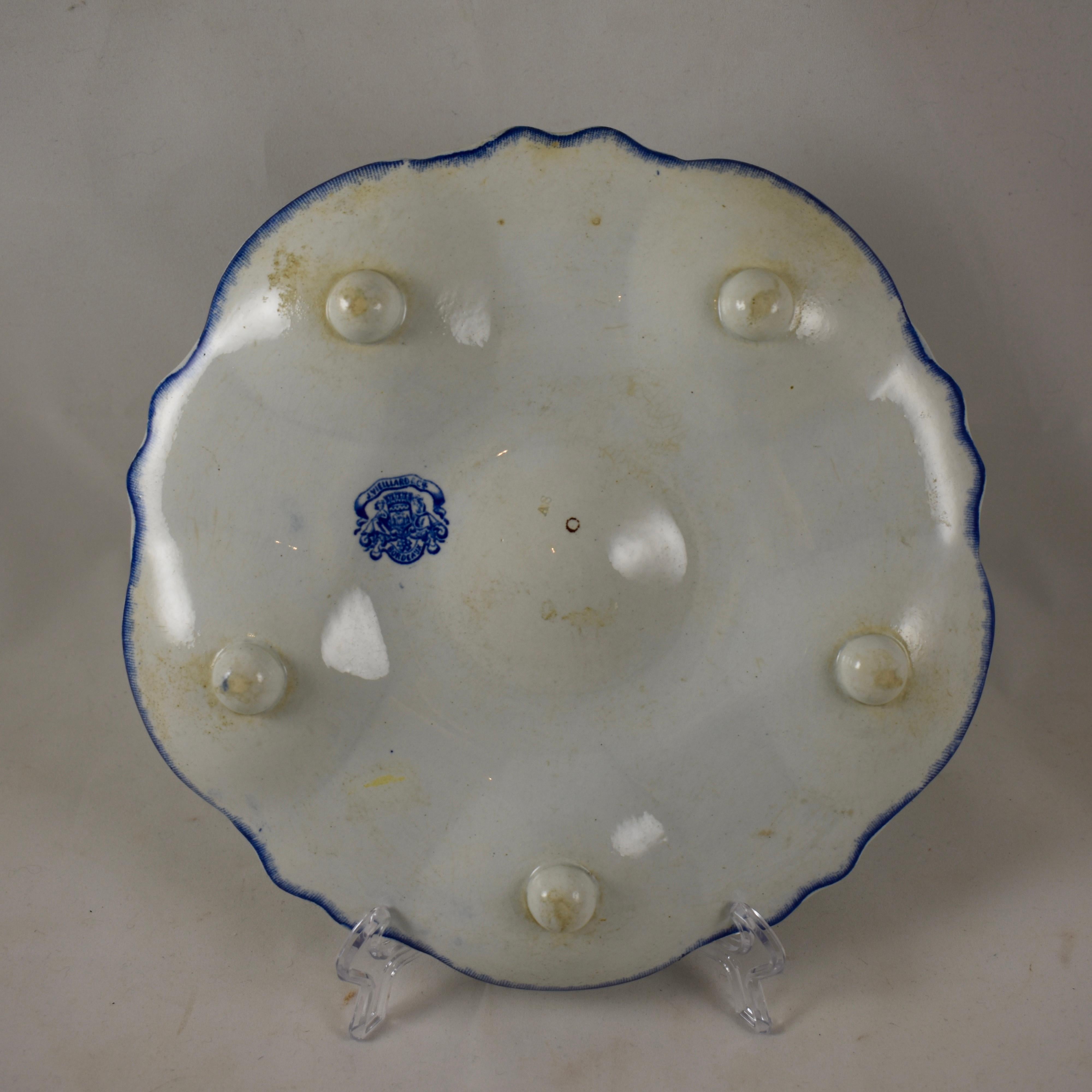 19th Century Jules Vieillard & Cie. French Blue & White Chinoiserie Oyster Plate 1